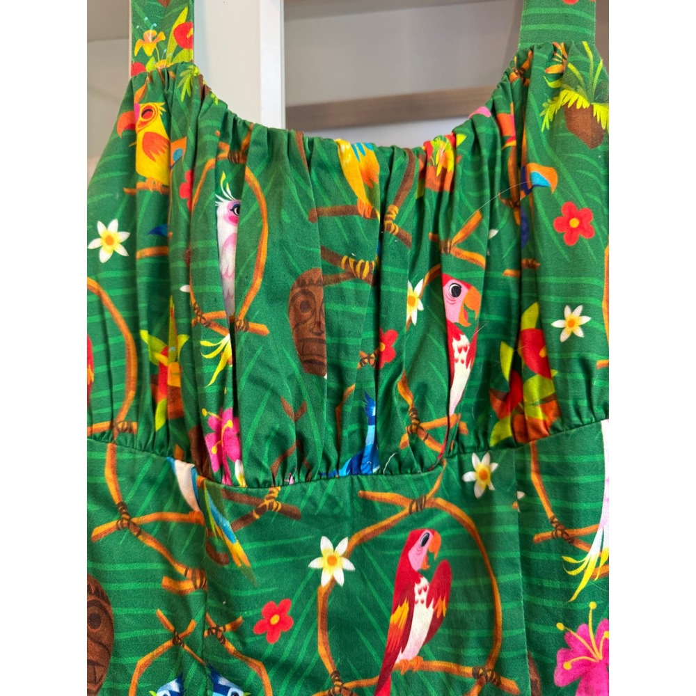 Disney Parks Enchanted Tiki Room Dress Womens S Green Excellent Tropical Tiki - Picture 3 of 5